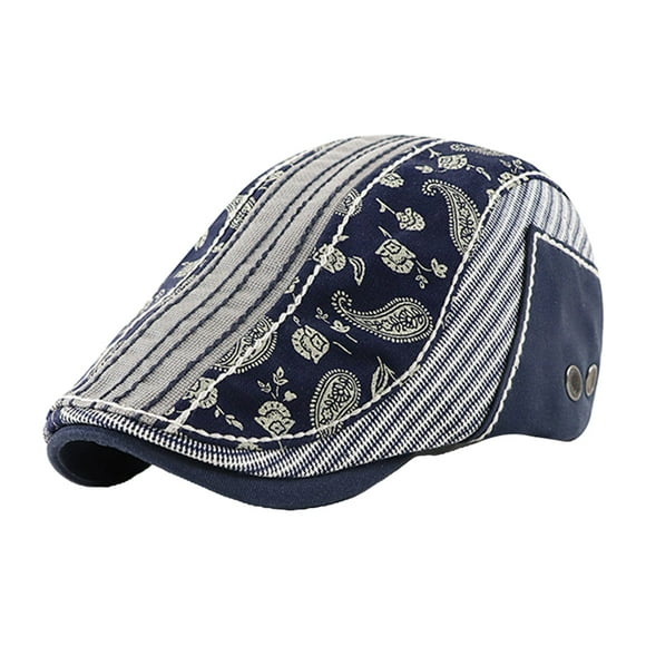 Cotton Mens Flat s Outdoor Hunting Newsboy Hat Casual Golf Hat Summer Dark Blue