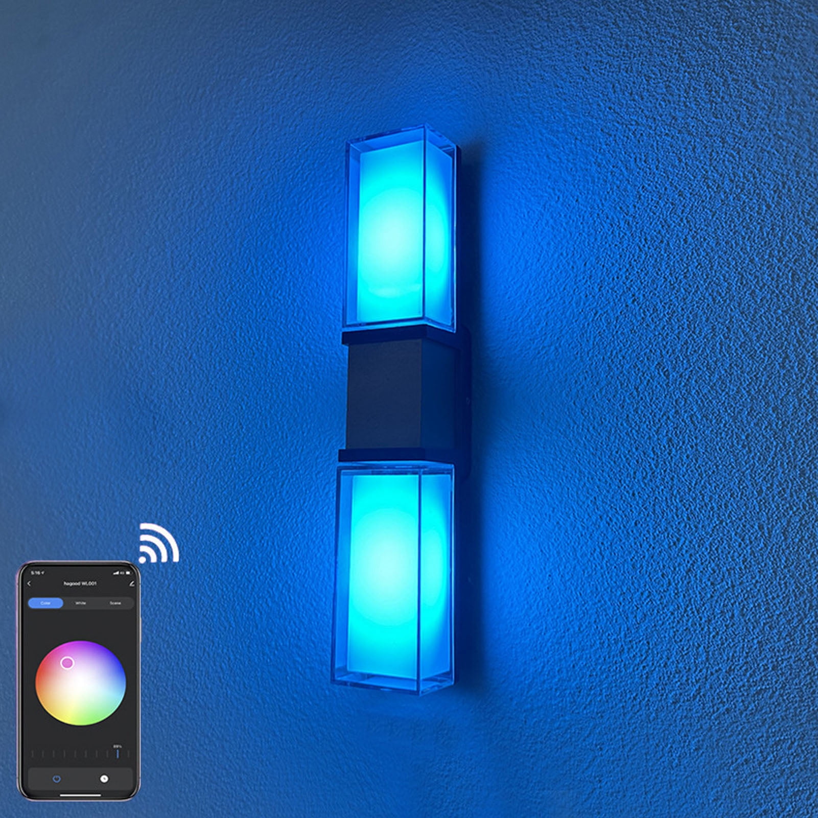 Nieyigj 9W RGBW Color Changing Smart Wall Lights Rectangle App Control Waterproof Wall Lamps for Outdoor, Dimmable Aluminum Exterior Light Fixture, 12.9 Inches / 32.8 cm, Works with Alexa and Google