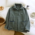 thumbnail image 6 of BXJX Womens Fleece Jackets, Zip up Long Sleeve Stand Collar Stripe Fall Spring Tops Green Size M, 6 of 7
