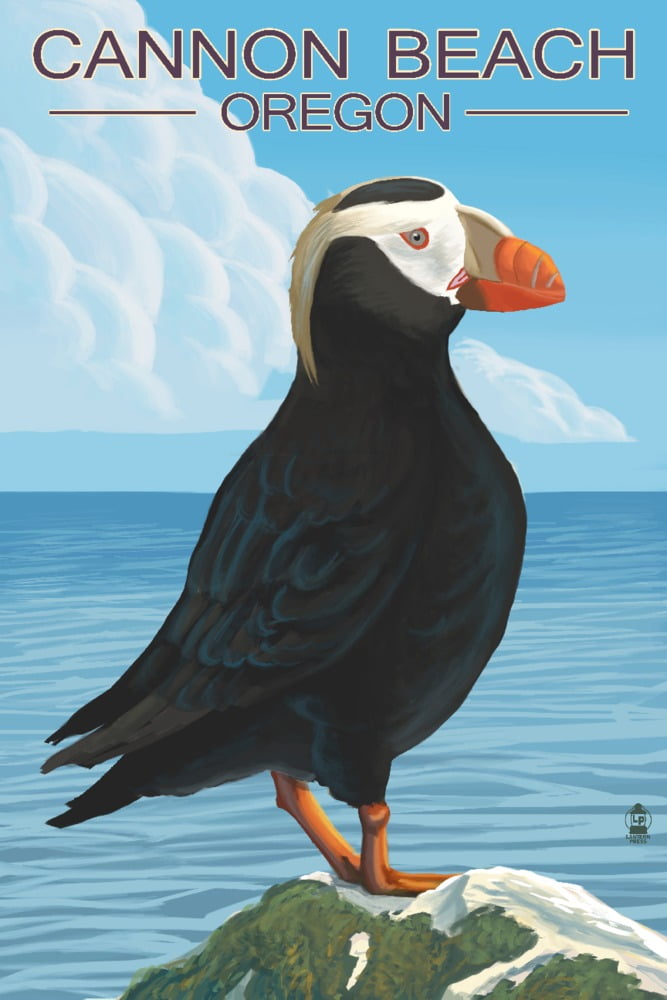Cannon Beach, Oregon, Puffin (36x54 Giclee Gallery Art Print, Vivid