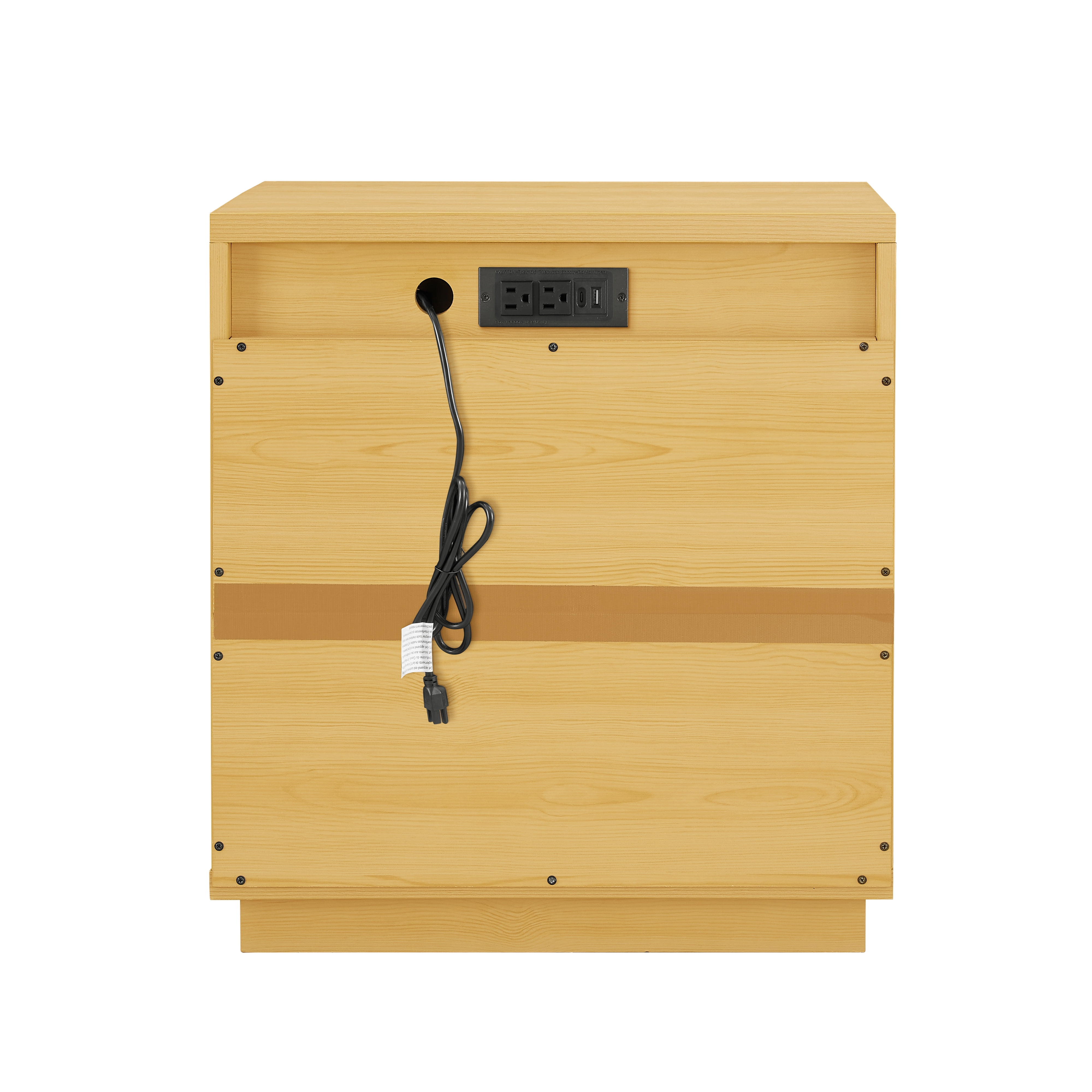 Better Homes & Gardens Lillian Fluted 2-Drawer Nightstand with USB, Natural Pine