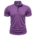 thumbnail image 5 of Moxiu Quarter Zip Mens Shirts Mock Neck Short Sleeve Athletic Dressy Business Work Shirt Summer Slim Outdoor Running Golf Tops Purple,S, 5 of 8