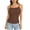 Round Brown, variant on Women's Lace Trim Spaghetti Strap Tank Top, Sleeveless Round Neck Camisole with Elastic Comfort, Versatile Layering Base Top for Daily Wear & Sleep