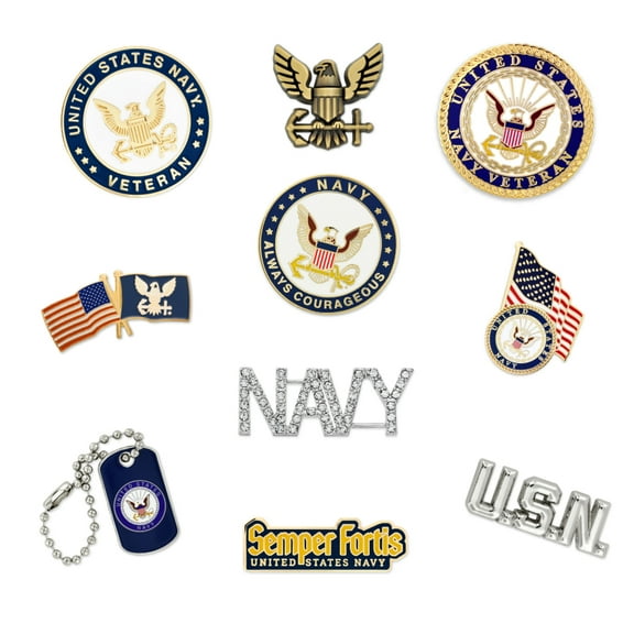Pinmart's Officially Licensed U.S.N. Navy Veteran Enamel Lapel Pin Set
