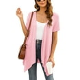 thumbnail image 6 of Uvplove Women's Short Sleeve Summer Open Front Cardigan Lightweight Knit with Pcokets,Pink,L, 6 of 9