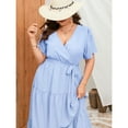 thumbnail image 3 of Yesfashion Womens Plus Size V Neck Wrap Maxi Dress High Waist Ruffle Summer Casual Dress With Belt, 3 of 5