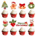thumbnail image 1 of Adornos para magdalenas Elevizzle Merry Christmas, 24 unidades, acuarela, 1 of 7