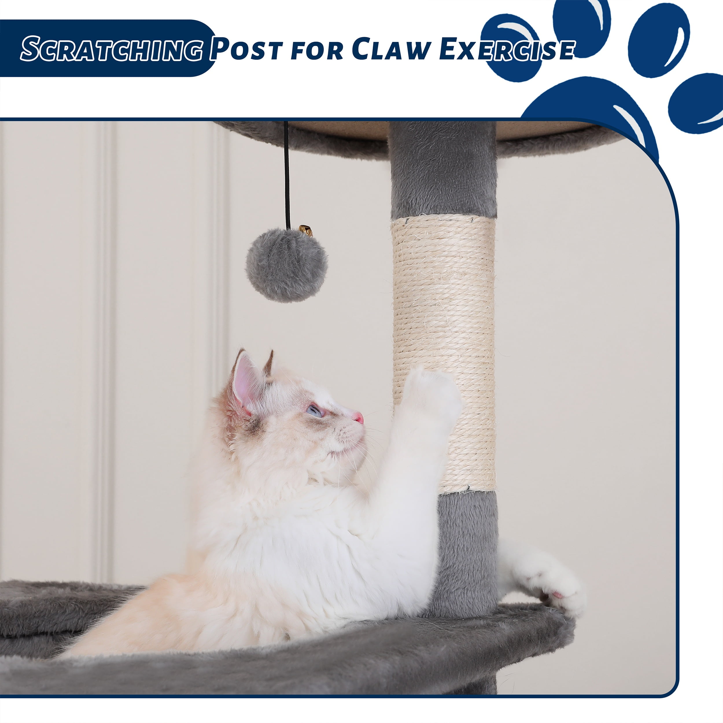Vibrant Life 70” Cat Tree for Indoor Cat,Multi-Level Cat Tower with Scratching Posts, Gray