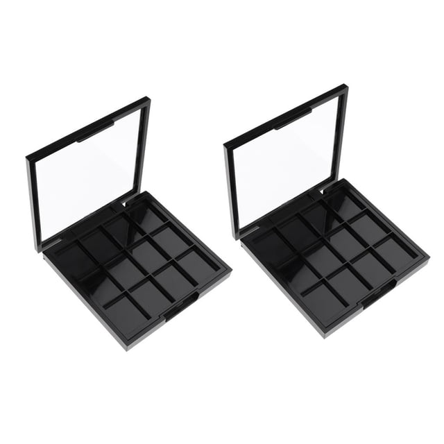 De Maquillaje De Sombra De Ojos Vacía De Plástico De 2 Piezas 12 Ranuras Con Tapa Transparente Para Lápiz Labial Corrector Blush Loose Powder ( Baoblaze Envase de maquillaje en polvo