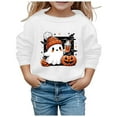 thumbnail image 1 of GDREDA Chandails à Capuchon et Chandails pour Filles, Mignons, Imprimés, Col Rond, Manches Longues, Mode Halloween pour Enfants, Blanc, 10-11 Ans, 1 of 4