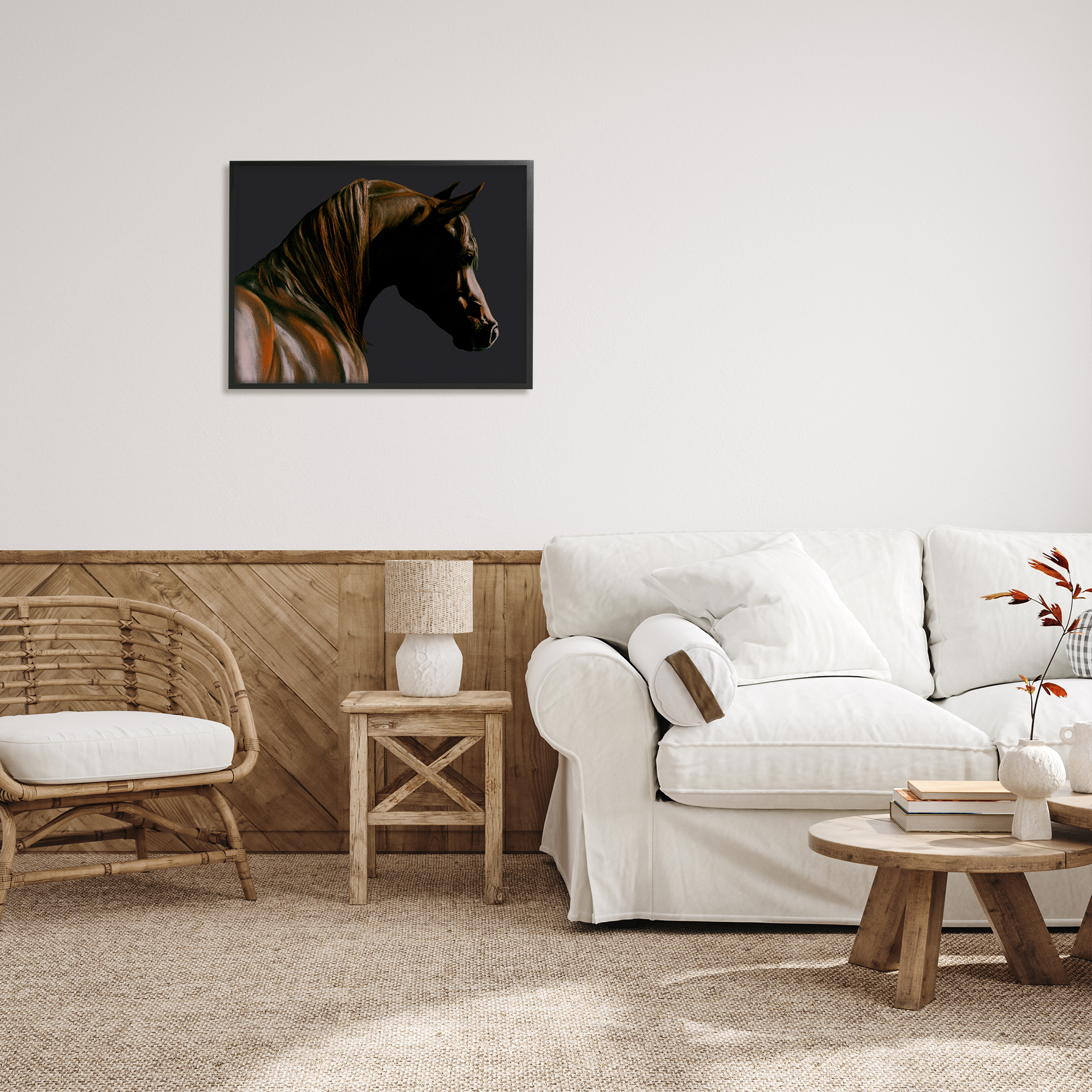 Stupell Industries Brown Horse Portrait Animals & Insects Painting Black Framed Art Print Wall Art, 30 x 24