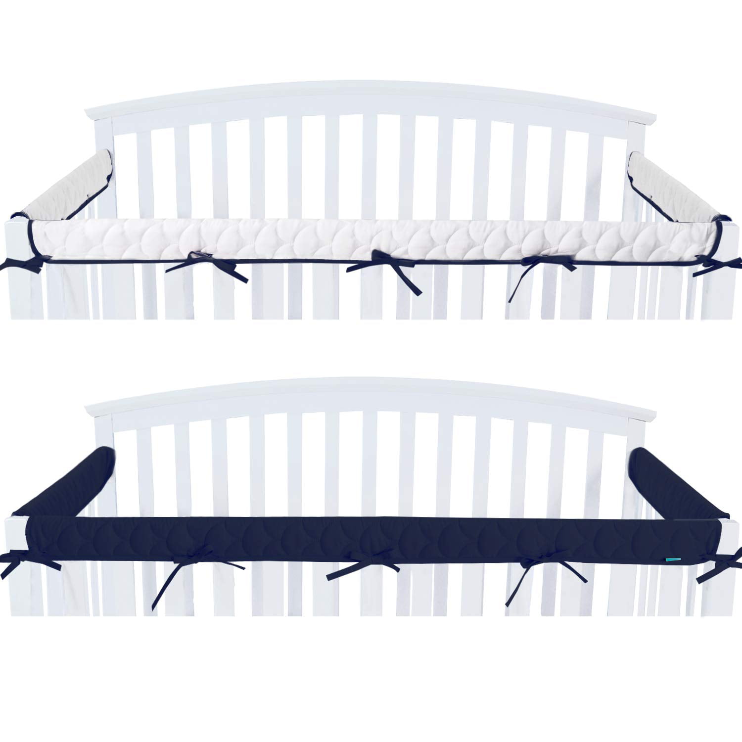Quilted Crib Rail Cover Protector Safe Teething Guard Wrap for Standard Crib Rails, 3 Piece