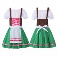 thumbnail image 7 of Huvoen Girls Short Sleeve Oktoberfest Clothes Off-Shoulder Dirndl Dress Smocked Ties up High Waist A-Line Ruffle Flowy Swings Dresses Green L, 7 of 7