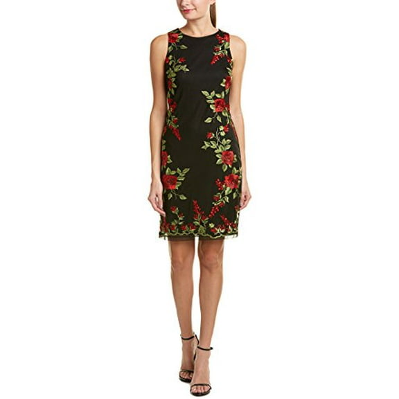 Donna Ricco Floral-Embroidered Mesh Dress Womens 8 Black dress MSRP $167
