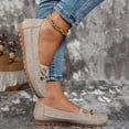 thumbnail image 3 of Lightweight Suede Loafers for Women Bowknot Slip On Dressy Flats Shoes Wide Toe Box Non Slip Walking Shoes Beige Size 7, 3 of 9
