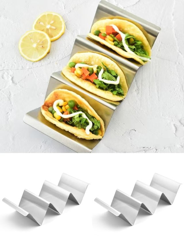 Tianlu Taco Holder Stand,Set of 3 Stainless Steel Taco Tray,Stylish