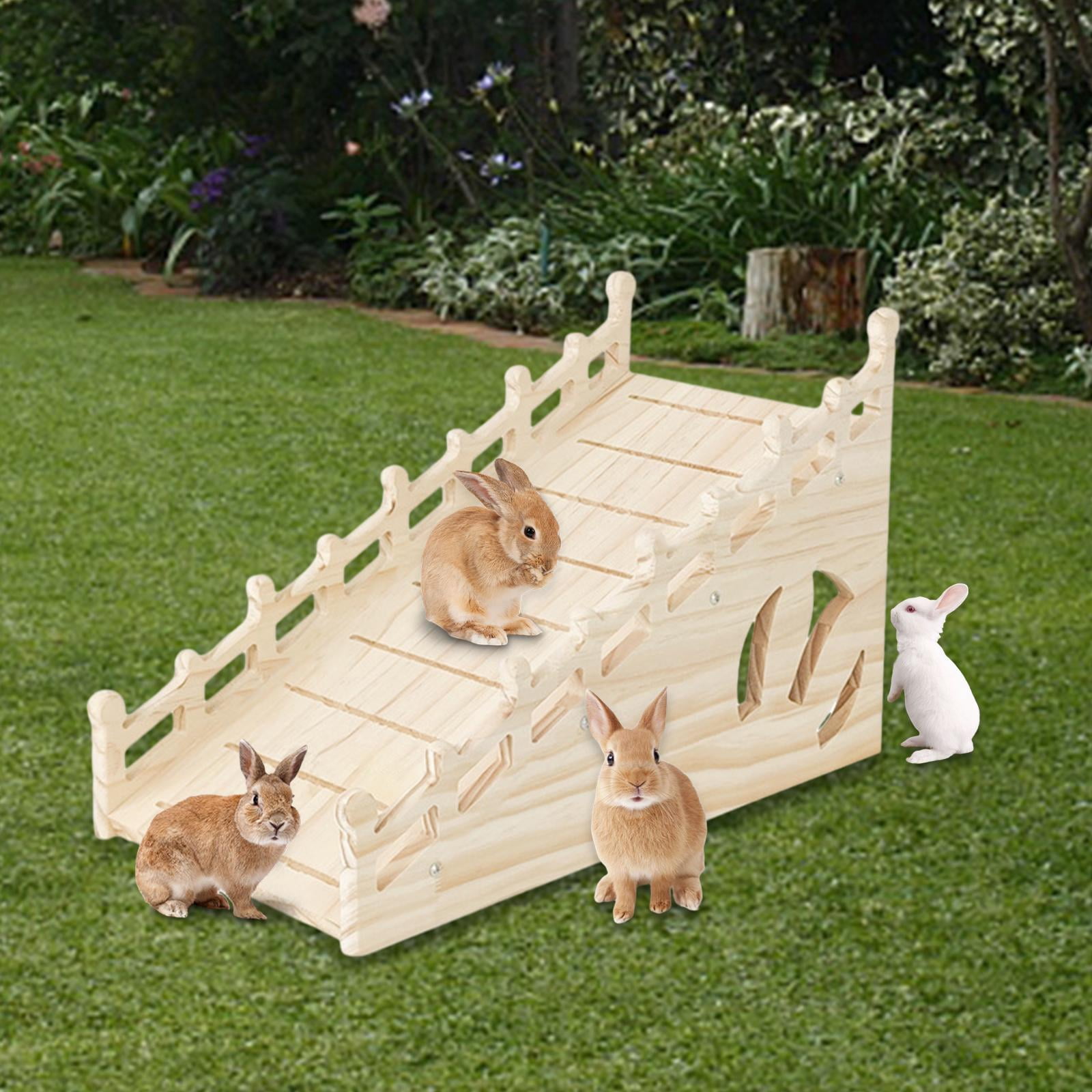 TOOYFUL Wooden Rabbit Hideout Hideaway Cage Accessories Shelter Hutch Nest Hideout for Guinea Pigs Rats Chinchillas Hamsters Lemmings mountain ladder