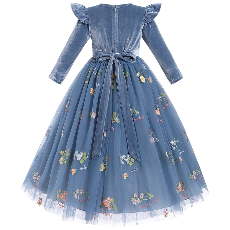 dusty blue girl dress BABARONI Flower Girl Dress main image 1