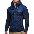 thumbnail image 6 of Leif Nelson LN20525 Men's Knit Zip-up Jacket With Geometric Patterns and Leather Accents, 6 of 13