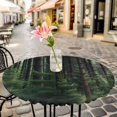 thumbnail image 6 of Green Forest Round Tablecloth for 45-54 Inch Tables,Fitted Table Cover with Elastic Edge,Mysterious Primitive Forest Pine Tree Waterproof Outdoor Table Cloth Protector for Patio Garden Dinner Picnic, 6 of 9