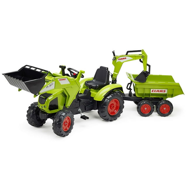 Pala mixta Claas Falk con excavadora y remolque basculante maxi