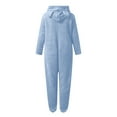 thumbnail image 5 of Girls Plush Fleece Onesies Jumpsuit Cute Warm Fuzzy Sherpa Romper Sleepwear One Piece Zip Up Hooded Playsuit Loungewear, 5 of 6