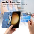 thumbnail image 5 of for Samsung Galaxy S23 Plus Phone Case, Detachable Magnetic Wallet, Card Slot Pocket Zipper Retro PU Leather Flip Folio Case Compatible with Kickstand Magsafe for Samsung Galaxy S23 Plus, Blue, 5 of 9