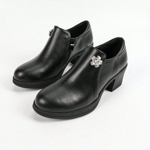 Women's Ankle Boots Low Chunky Heel Comfortable Short Fall Booties Shoes