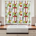 thumbnail image 2 of Ambesonne Geometric Kitchen Curtains, Mondrian Squares Pattern, 55"x36", Pale Green and Dark Pink, 2 of 3