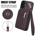 thumbnail image 4 of Wallet Case for iPhone 16 with Wrist and Shoulder Strap, Card Holder Kickstand Feature Flip Zipper PU Leather RFID Blocking Magnetic Buckle Phone Cover for iPhone 16, Purple, 4 of 8