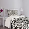 thumbnail image 5 of Ambesonne Ethnic Quilted Bedspread Set 2 Pcs, Lace Paisley Black Art, Twin Size, Charcoal Grey White, 5 of 6