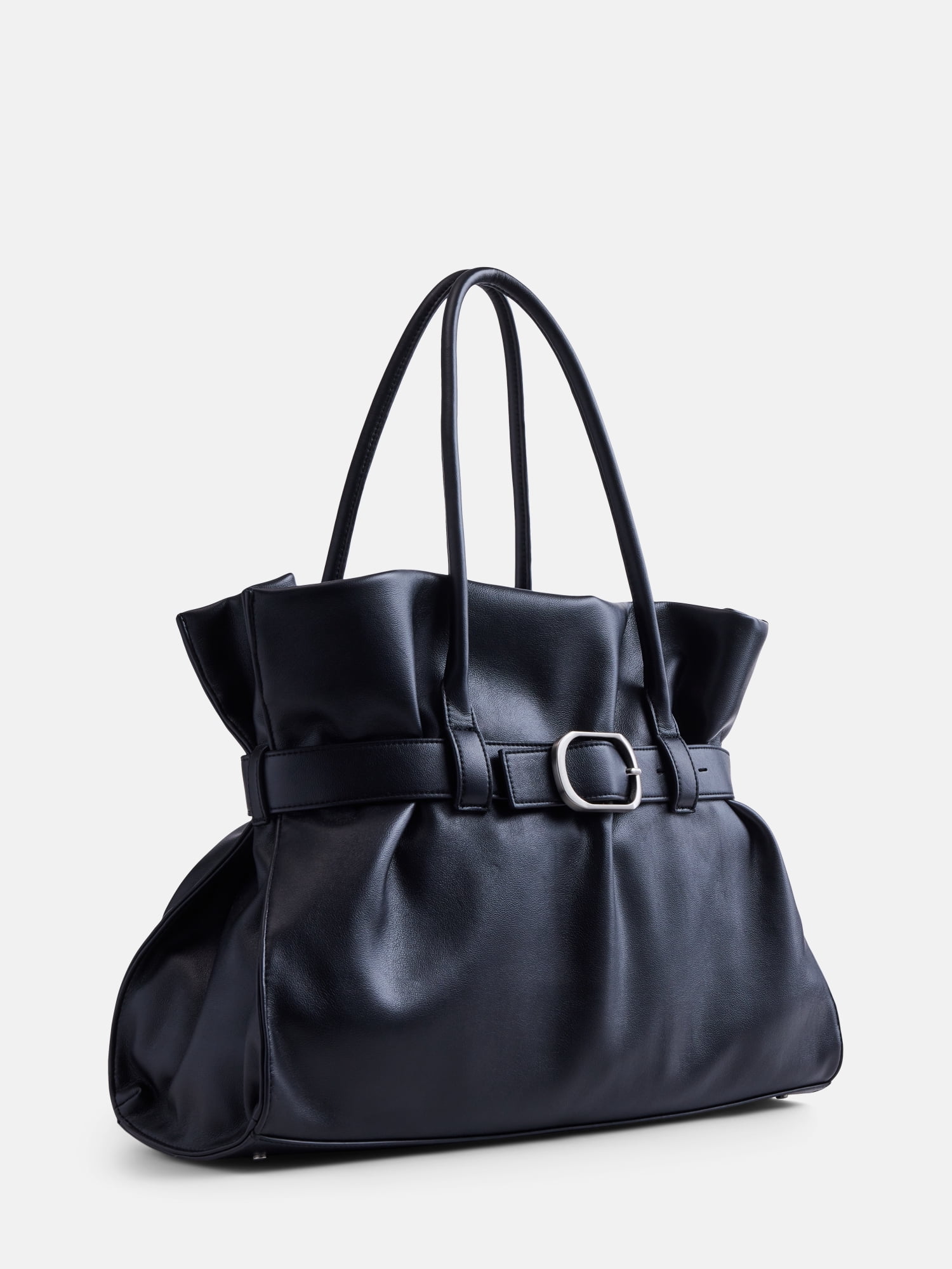 Scoop Women's Faux Leather Buckle Tote Bag, Rich Black
