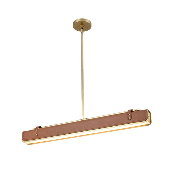 PD307931VBCL-Kuzco Lighting-Valise - 31.5 Inch 35W 1 LED Pendant-Vintage Brass/Cognac Leather Finish