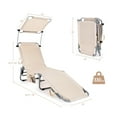 thumbnail image 2 of Topbuy Foldable Sun Shading Chaise Lounge Chair Adjustable Beach Recliner Beige, 2 of 10