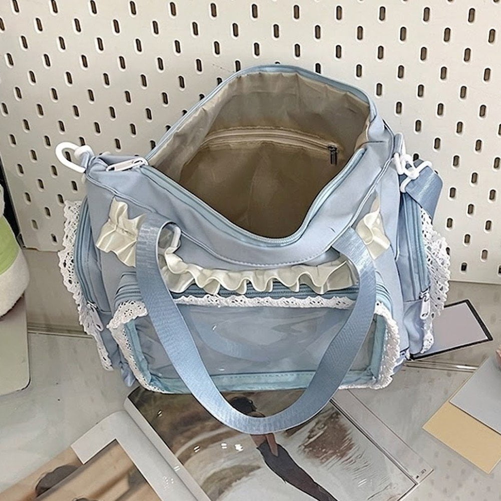 Hzzsbu Lace Bow Ita Bag Transparent Pin Display Crossbody