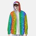 thumbnail image 2 of Fotbe Glitter Rainbow Chaqueta con Protección Solar UPF 50+ para Hombre y Mujer, Camisa con Capucha y Bolsillos-3X-Large, 2 of 7