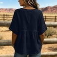 thumbnail image 6 of QUNYINEY Crew Neck T Shirts for Women Cotton Linen Short Sleeve Summer Tops Pleated Pullover Casual Loose Fit Solid Shirts, 6 of 6