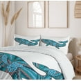 thumbnail image 6 of Ambesonne Underwater Duvet Cover Sets, Humpback Whale Sea, 2-King, Teal Blue Dried Rose, 6 of 7