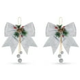 thumbnail image 2 of Billuyoard 2 piezas Feliz Navidad Bowknot Navidad Lentejuelas Guirnalda Adornos Bola de pino brillante Colgantes Corbata Artesanía Regalo Decoración Kits de decoración para fiestas Plata 2 piezas Billuyoard HA009456-03, 2 of 6