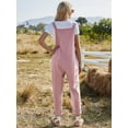 thumbnail image 2 of Womens Baggy Loose Bib Overalls Square Neck Adjustable Strap Rompers Jumpsuits Harem Pants, Pink, Medium, 2 of 5