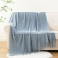 thumbnail image 4 of Bluish Grey Throw Blanket,Textured Knit Throws,Decorative Blanket for Couch Bed Sofa,50"x60", 4 of 8