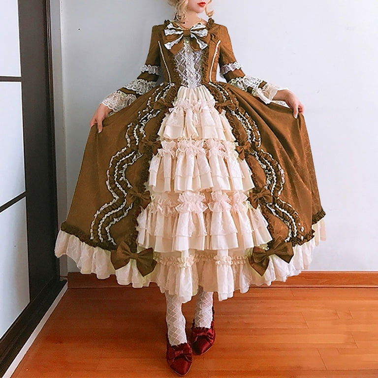 Nmnitkp Gothic Dress Unique Design Vintage Large Hemline Princess