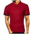 thumbnail image 2 of VERUGU Mens T-Shirts Fashion Personality Casual Slim Short Sleeve Print Short Sleeve Turndown Collar Blouse Shirt Wine L, 2 of 5