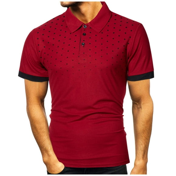 zanvin men tops and blouse, Fashion Personality Men's Casual Slim Short Sleeve Dot Print T Short Sleeve Turndown Collar Blouse & Shirt ,Men's casual wear, Summer clearance sale