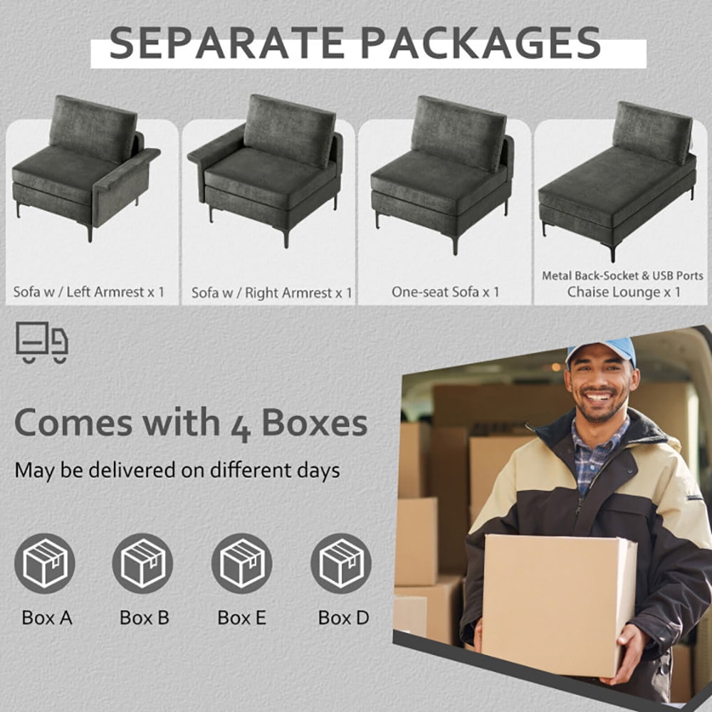 Finihen L-shaped Sectional Sofa Couch, Convertible Sectional Sofa, Extra Large L-shaped Sectional Sofa with Reversible Chaise and 2 USB Ports for 4-5 People, for Living Room, Gray Finihen L-shaped Sectional Sofa Couch, Convertible Sectional Sofa, Extra Large L-shaped Sectional Sofa with Reversible Chaise and 2 USB Ports for 4-5 People, for Living Room, Gray