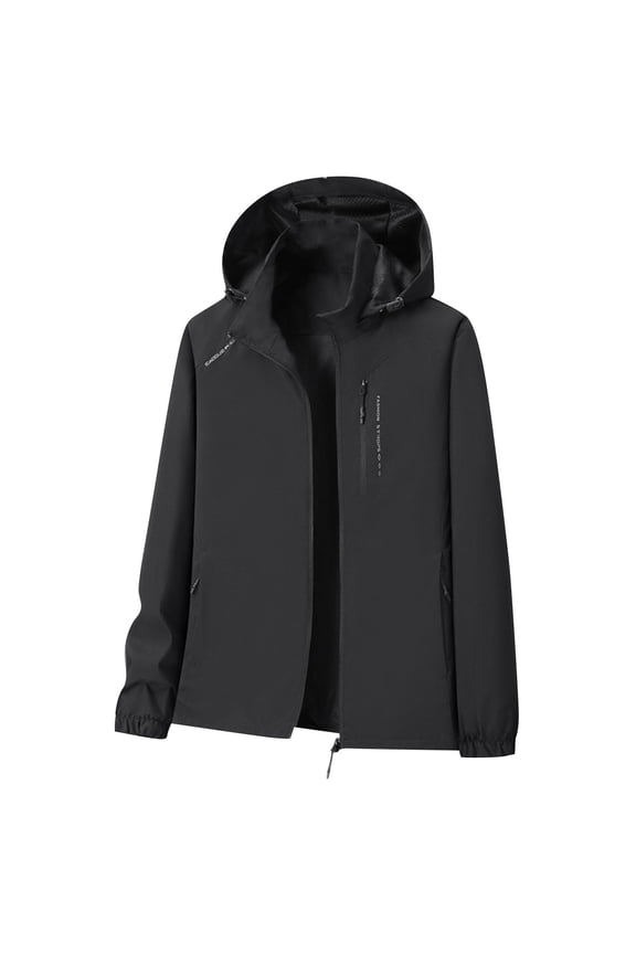 Windbreaker Jacket for Women Trendy Waterproof Zip Up Coat Plus Size Detachable Hooded Winter Long Sleeve Windproof Rain Jackets with Pockets