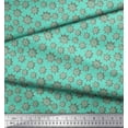 thumbnail image 3 of Soimoi Green Japan Crepe Satin Fabric Ship Wheel Nautical Print Fabric by the Yard 42 Inch Wide, 3 of 3