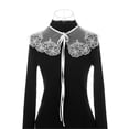 thumbnail image 2 of INSPIRE CHIC Detachable Fake Collar, Semi-Sheer Embroidery Mini Cape Neck Ruff for Blouse White-2, 2 of 5