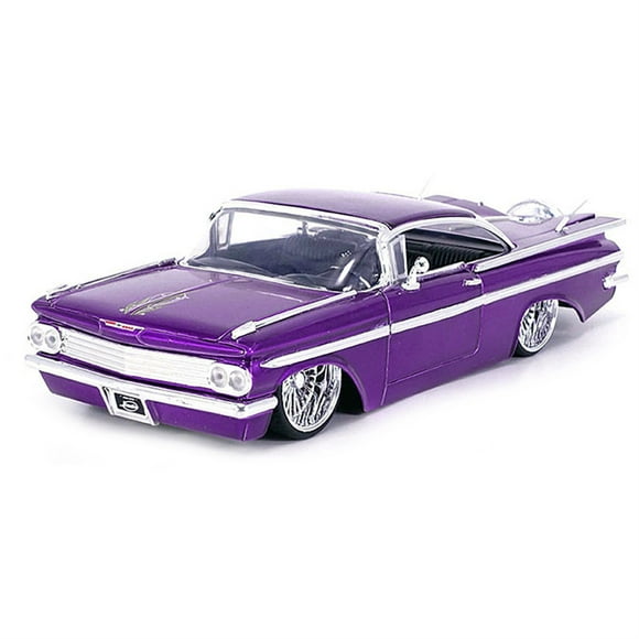 1959 Chevrolet Impala Lowrider Candy Purple with DUB Wire Wheels "Street Low" Series 1/24 Diecast Model Car by Jada