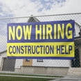 thumbnail image 2 of Now Hiring Construction help 13 oz Heavy Duty Vinyl Banner Construction Helper Jobs Available Help Wanted Sign for Business Indoor/Outdoor Single-Sided with Metal Grommets (3x5 ft, Bl & Ye), 2 of 6